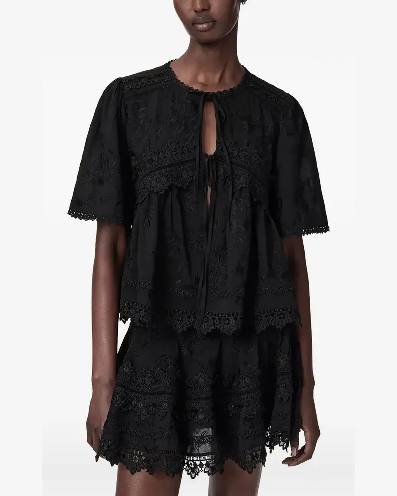 AllSaints Lillith Bluse mit Stickerei - Schwarz Schwarz