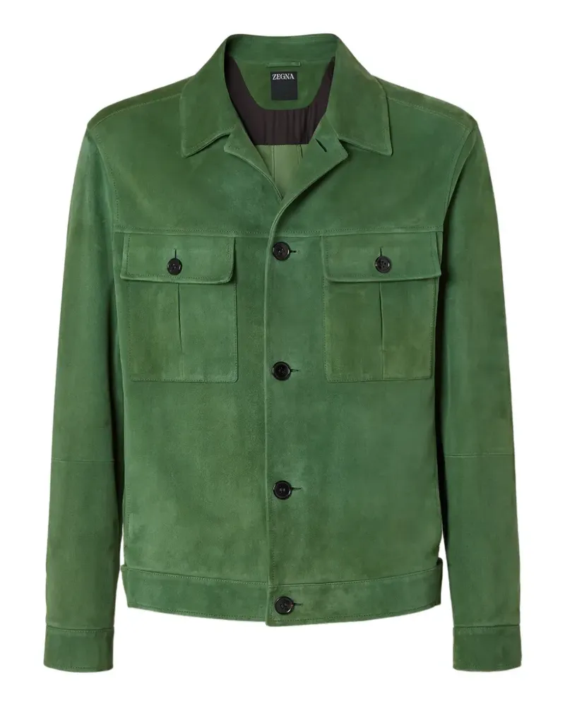 Ermenegildo Zegna Wildlederjacke mit Klappentaschen - Grün Grün