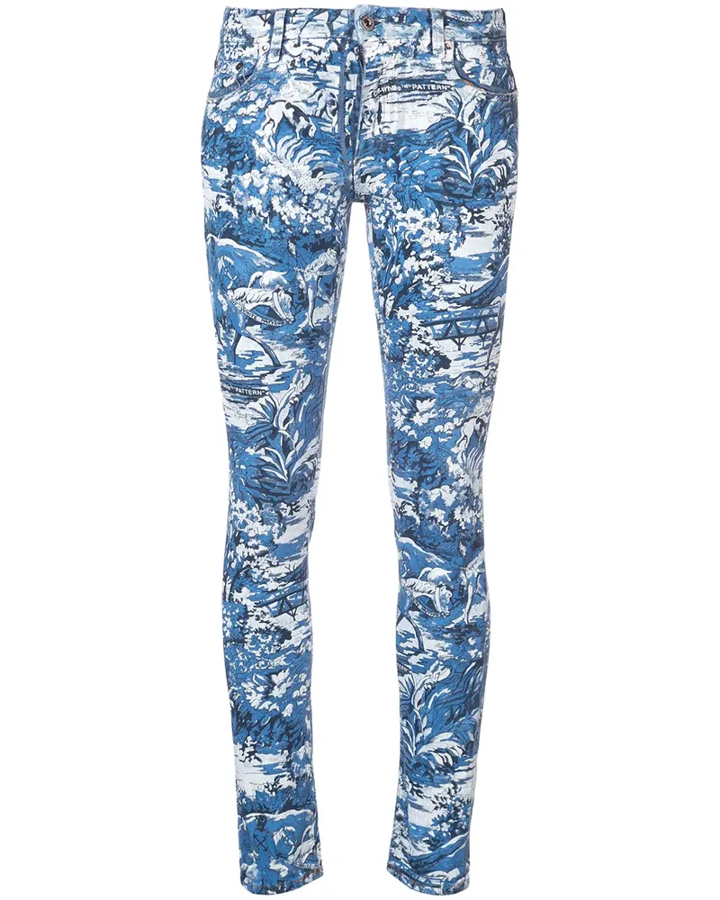 OFF-WHITE Skinny-Jeans mit Print - Blau Blau