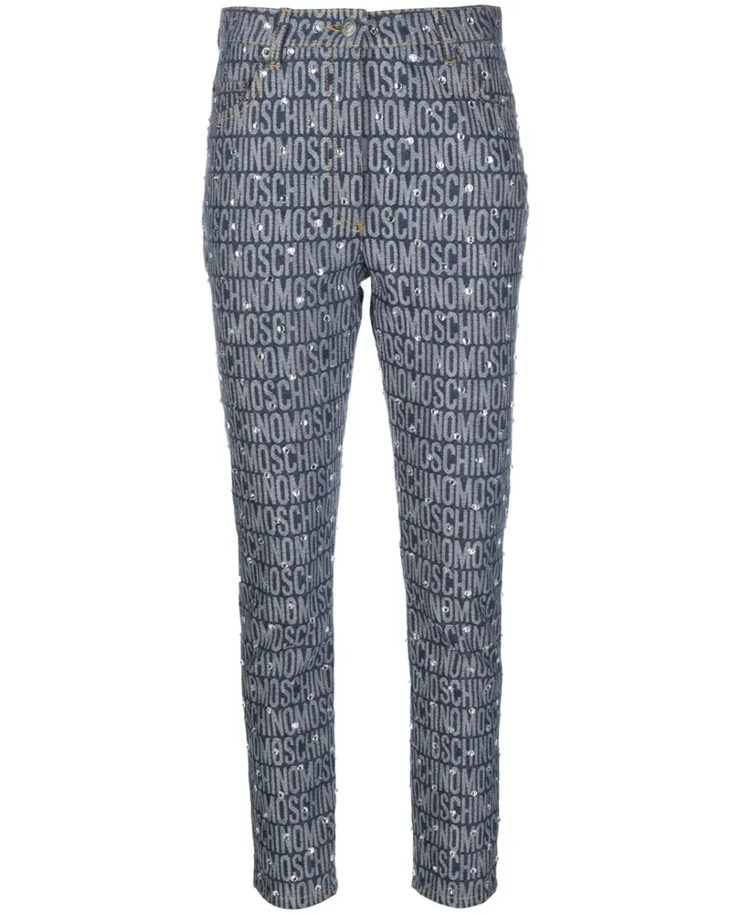 Moschino Skinny-Jeans mit Monogramm-Print - Blau Blau