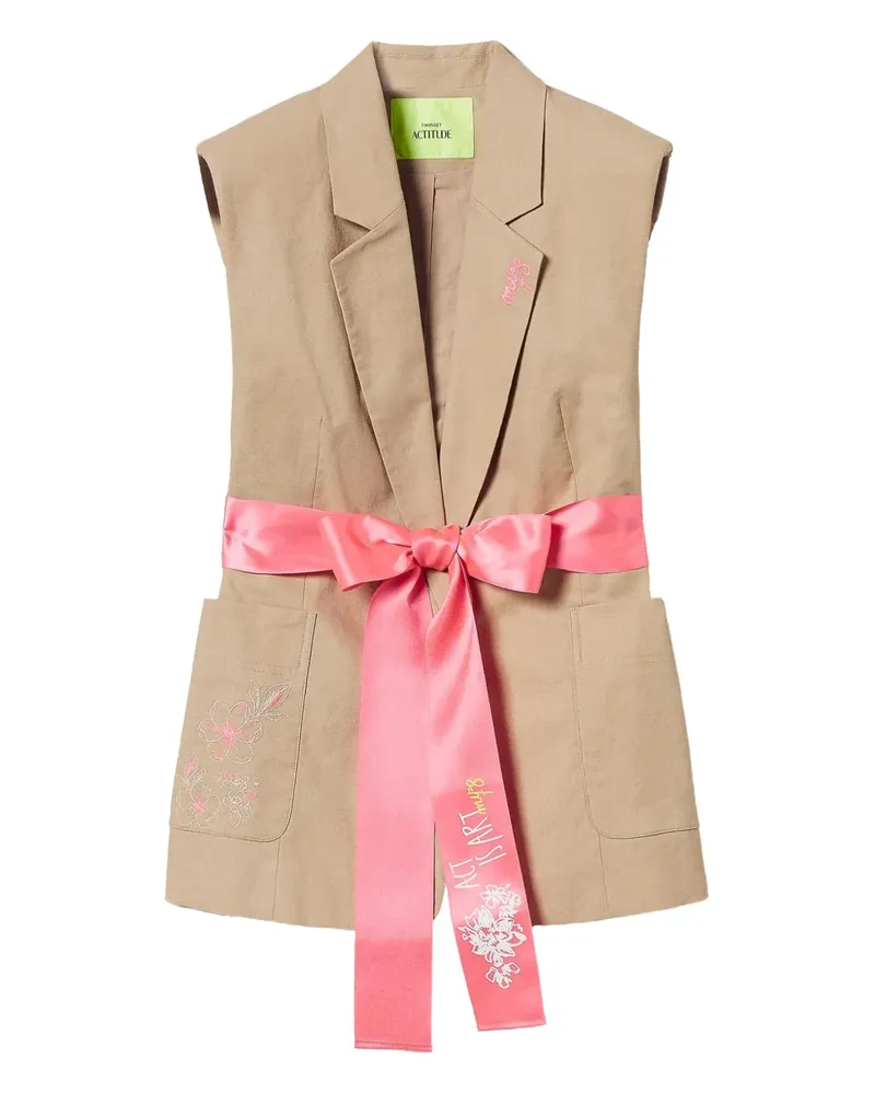 Twin-Set Ärmelloser Blazer mit Gürtel - Nude Nude