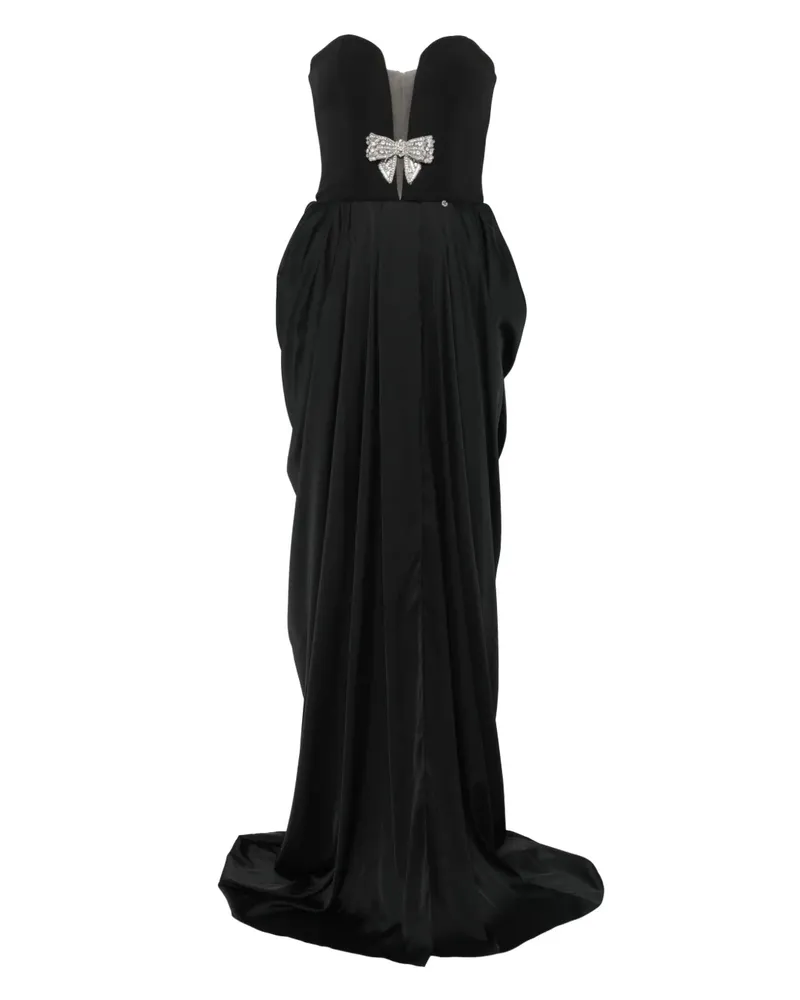 NISSA Drapiertes Kleid mit Schleifendetail - Schwarz Schwarz