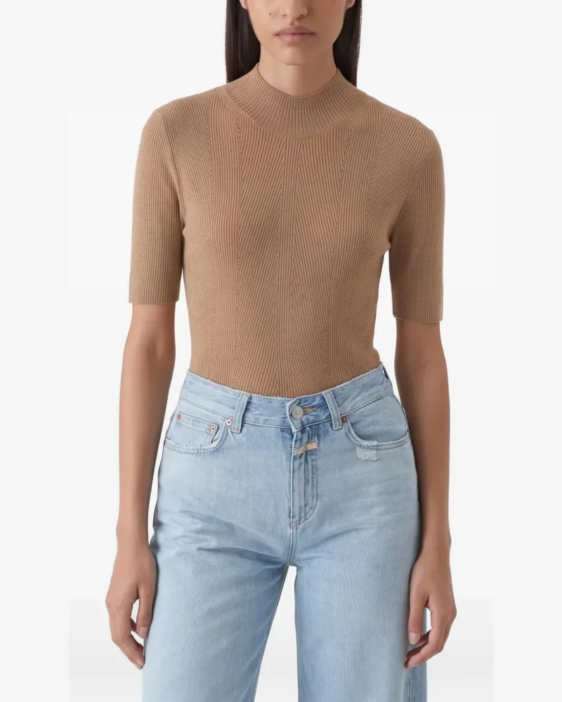 Closed ribbed fine-knit sweater - Schwarz Schwarz