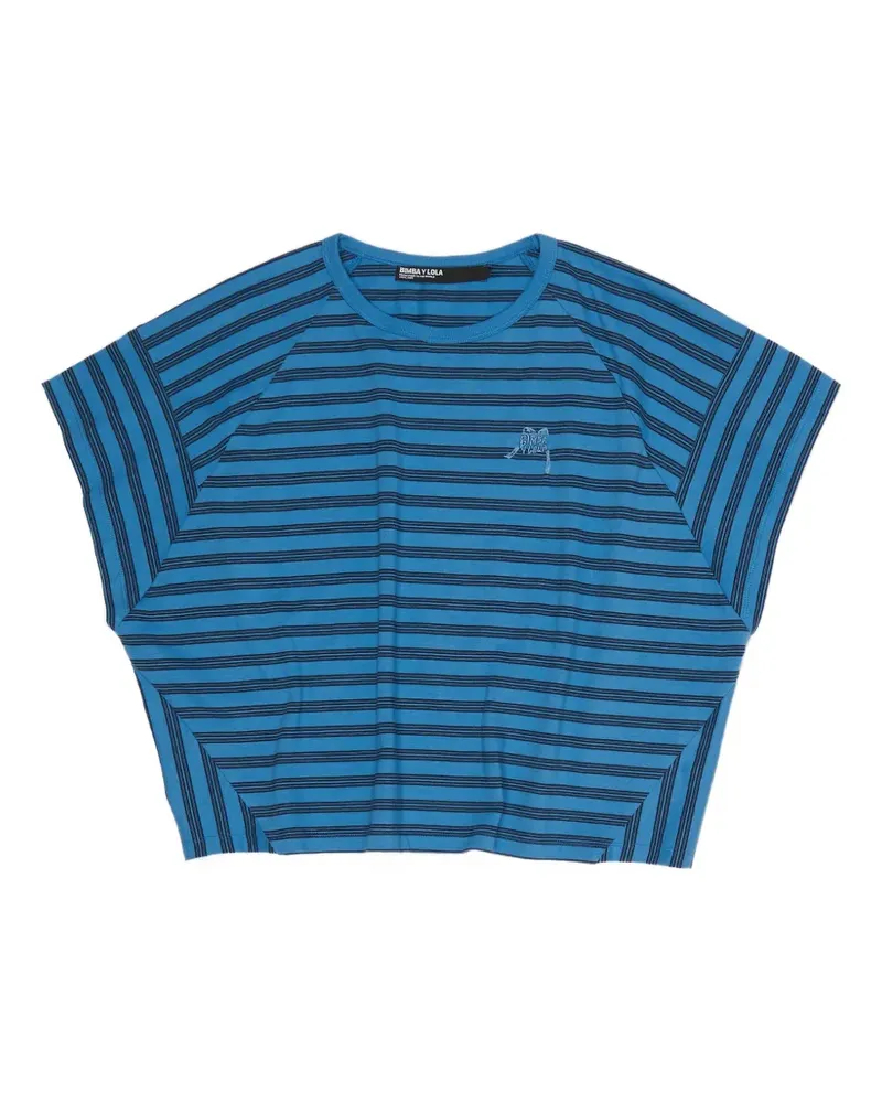 BIMBA Y LOLA Gestreiftes T-Shirt mit Stickerei - Blau Blau