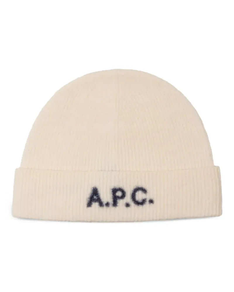 A.P.C. Hut mit Logo-Jacquard - Nude Nude