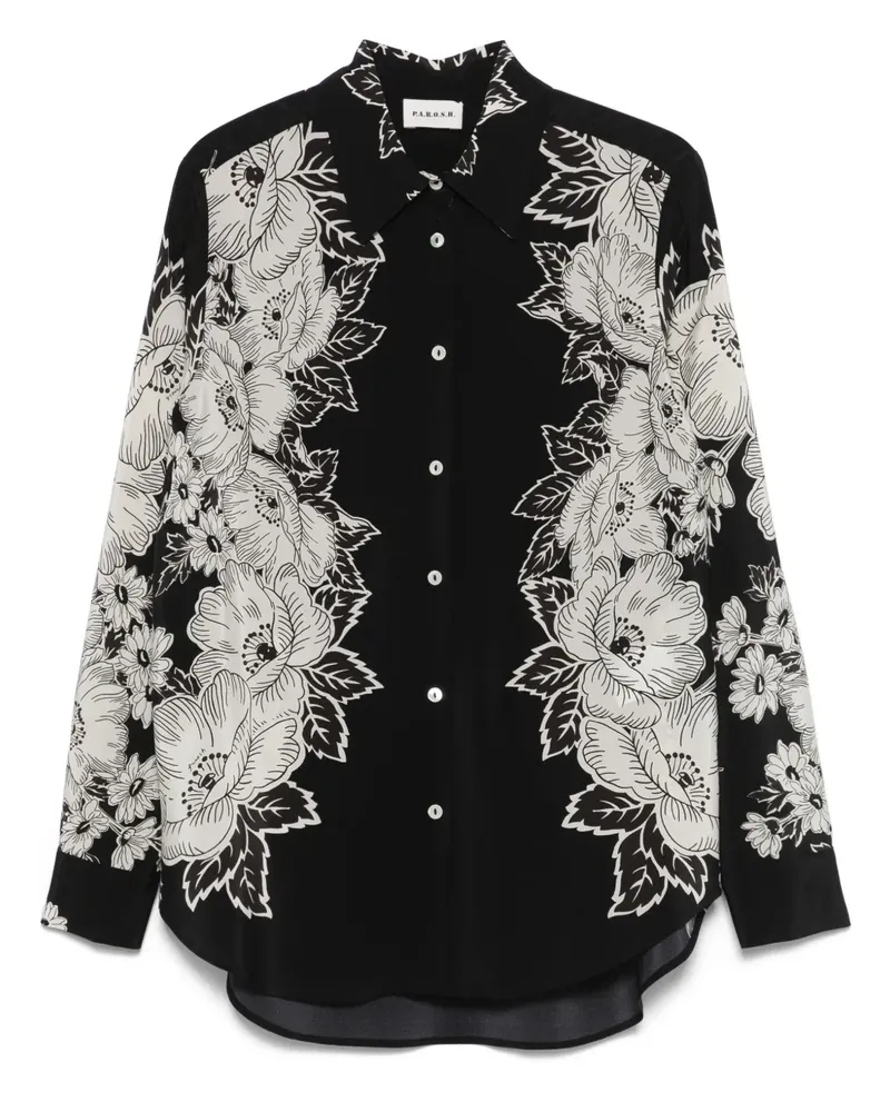 P.A.R.O.S.H. P.A.R.O H. Hemd mit Blumen-Print - Schwarz Schwarz