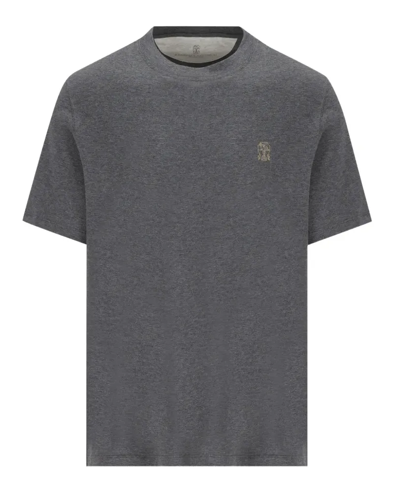 Brunello Cucinelli embroidered-logo T-shirt - Grau Grau