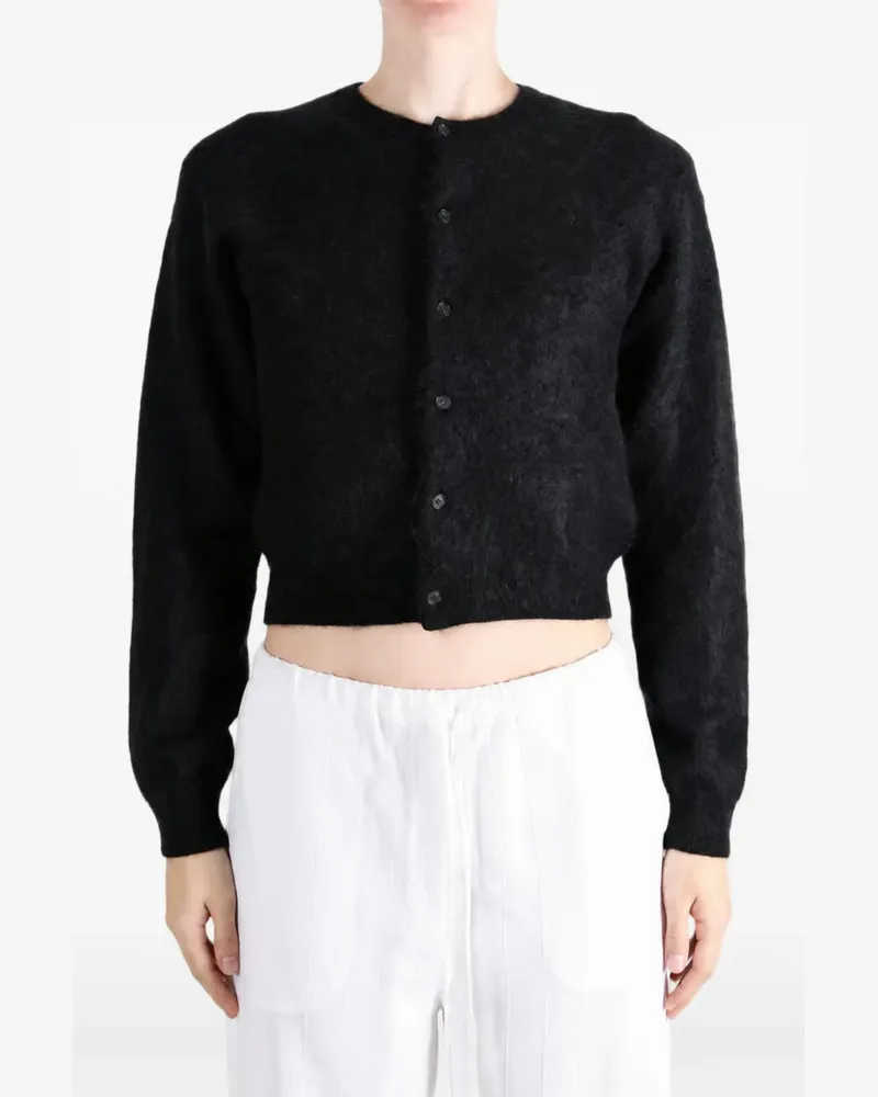 AURALEE garment-dyed brushed-knit cropped cardigan - Schwarz Schwarz