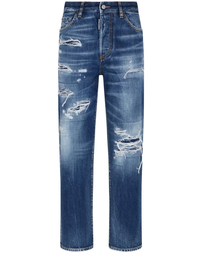 Dsquared2 Gerade Jeans in Distressed-Optik - Blau Blau