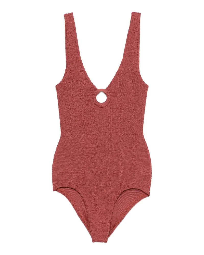 Hunza G Covceline crinkle-effect ring-detail swimsuit - Rot Rot