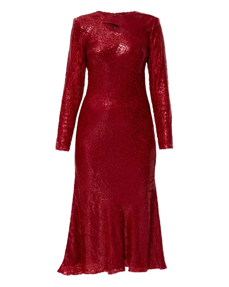 Self-Portrait Seidenkleid mit Lurex - Rot Rot