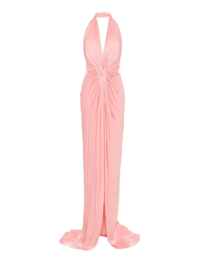 COSTARELLOS halter gathered maxi dress - Rosa Rosa