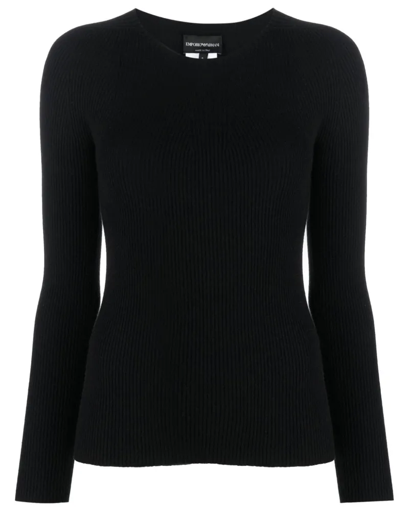 Emporio Armani Gerippter Strickpullover - Schwarz Schwarz