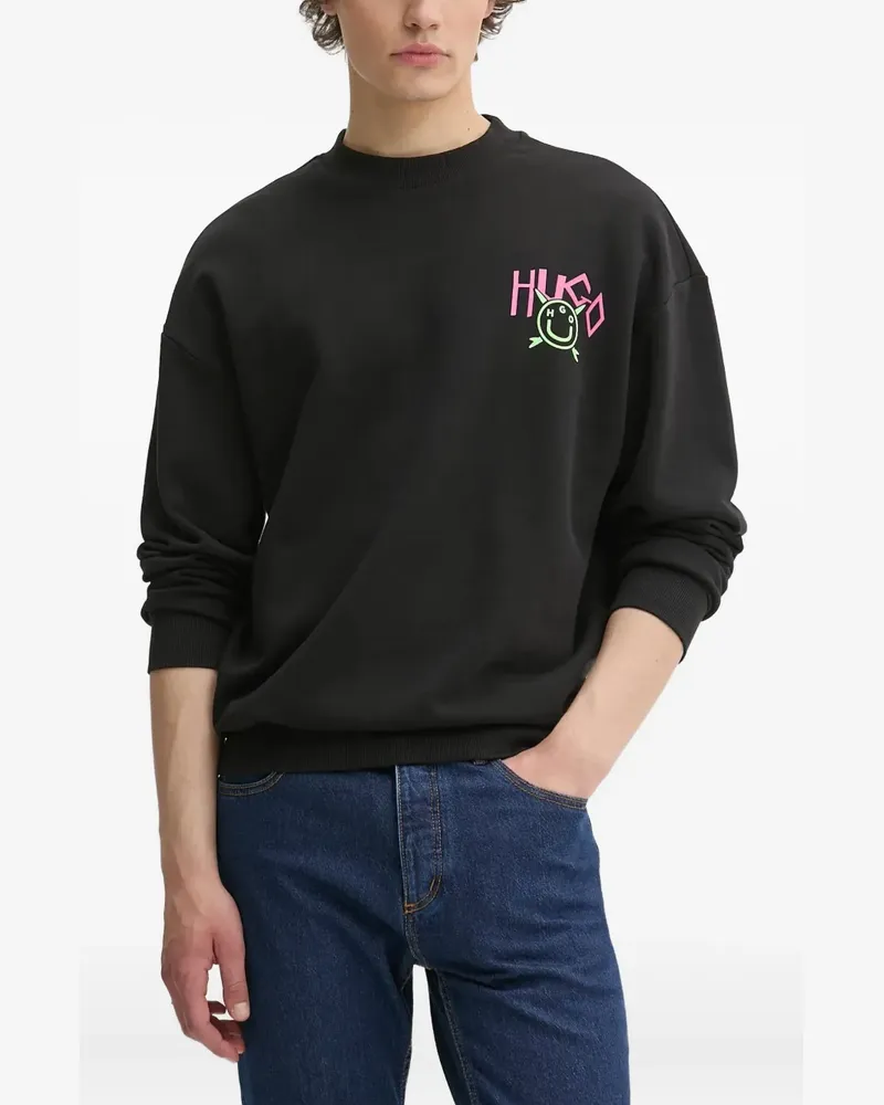 HUGO BOSS Sweatshirt mit Happy Logo - Schwarz Schwarz