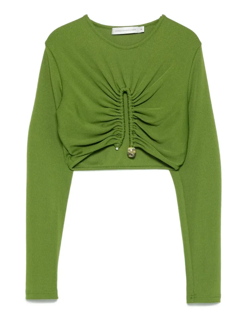 Christopher Esber Geripptes Cropped-Top mit Raffungen - Grün Grün