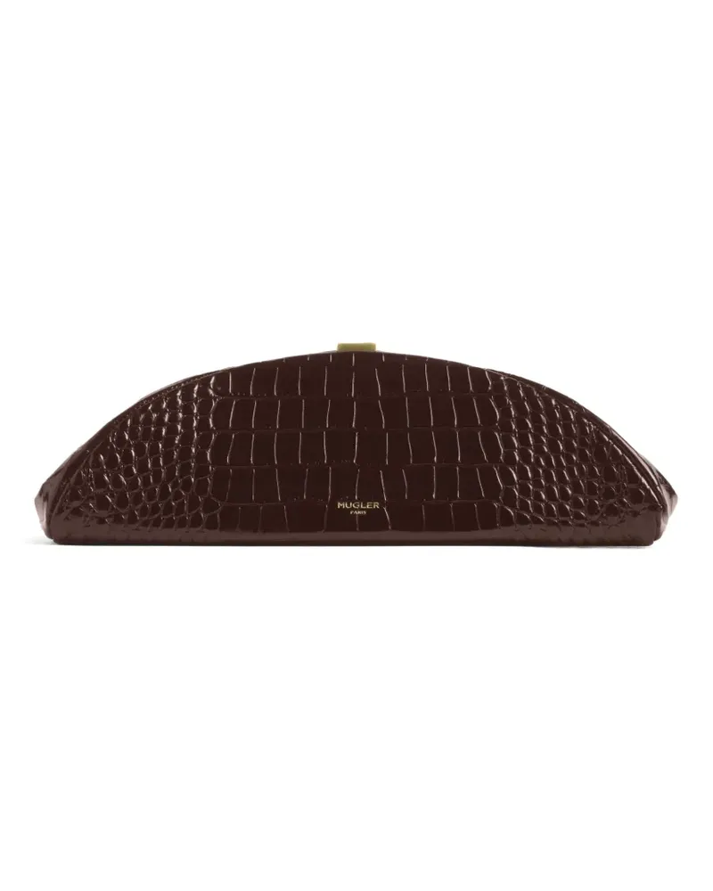 Thierry Mugler Lua Clutch aus Kroko-Leder - Braun Braun