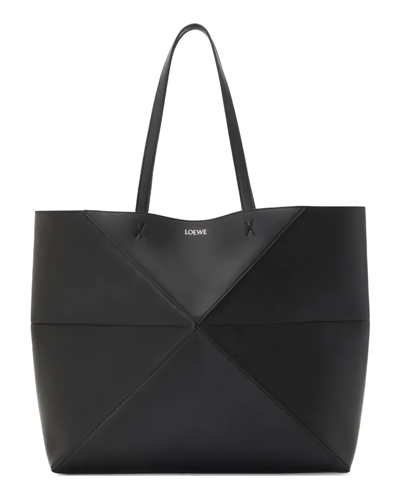 Loewe Puzzle Fold Horizontal Schultertasche - Schwarz Schwarz