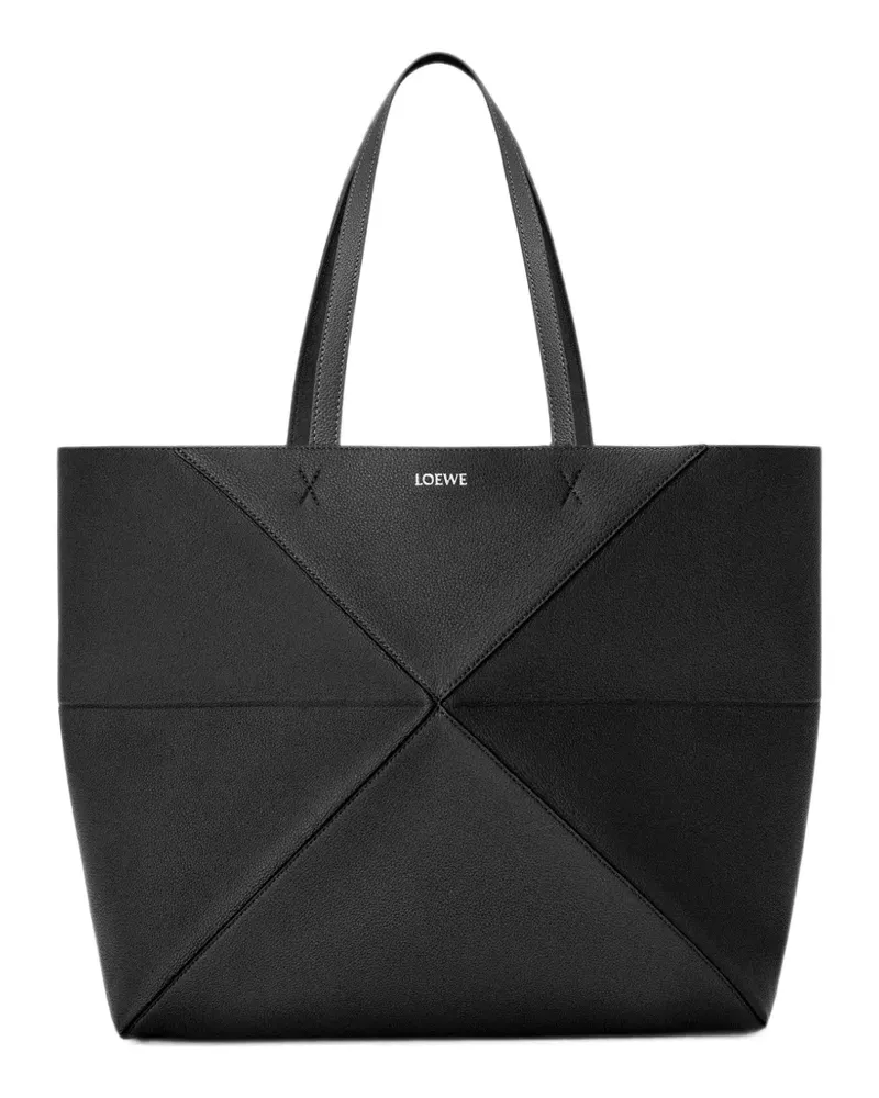 Loewe Puzzle Fold Horizontal Schultertasche - Schwarz Schwarz
