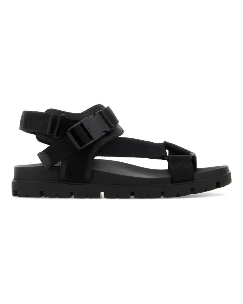 Prada logo-embossed fabric suede sandals - Schwarz Schwarz