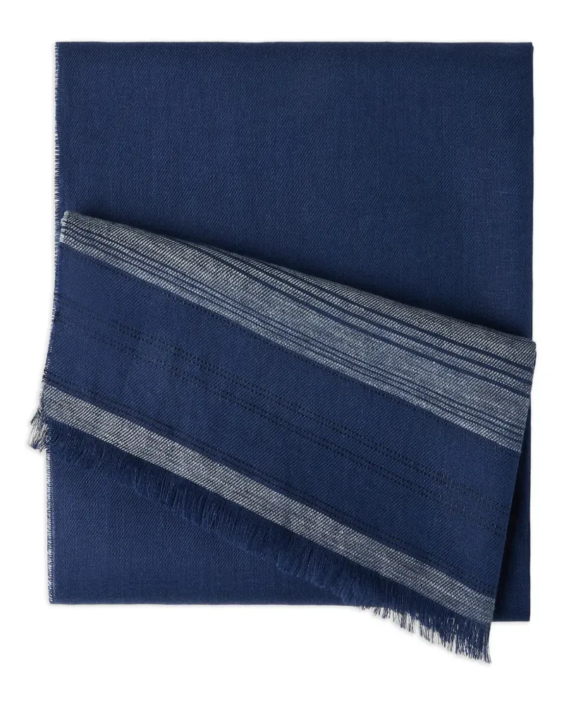 Brunello Cucinelli Bestickter Leinenschal - Blau Blau