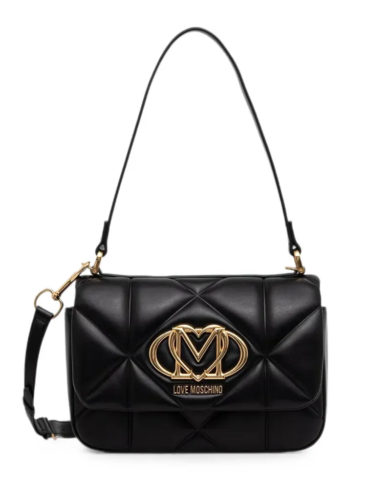 Moschino quilted logo-plaque shoulder bag - Schwarz Schwarz