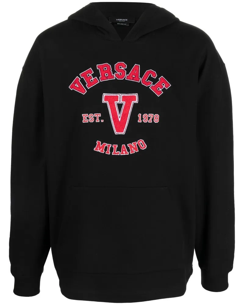 Versace Hoodie mit Logo-Patch Schwarz