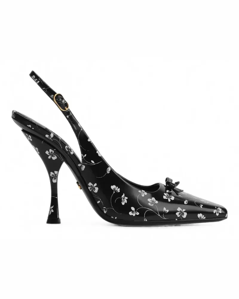 Dolce & Gabbana Slingback-Pumps mit Blumenprint - Schwarz Schwarz