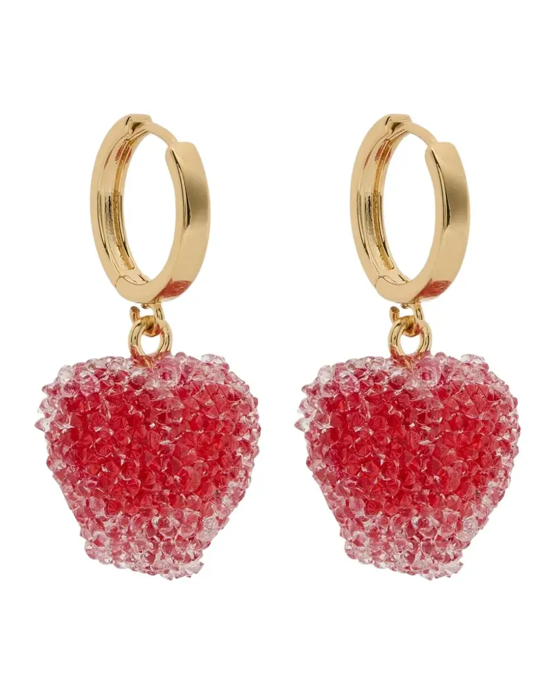 CRYSTAL HAZE Jelly heart-shaped crystal hoop earrings - Gold Gold