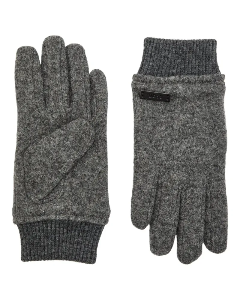 HUGO BOSS Kalspar Handschuhe mit geripptem Saum - Grau Grau