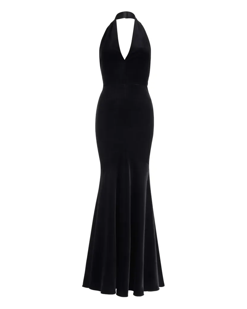 Patou Neckholder-Maxikleid aus Fishtail - Schwarz Schwarz