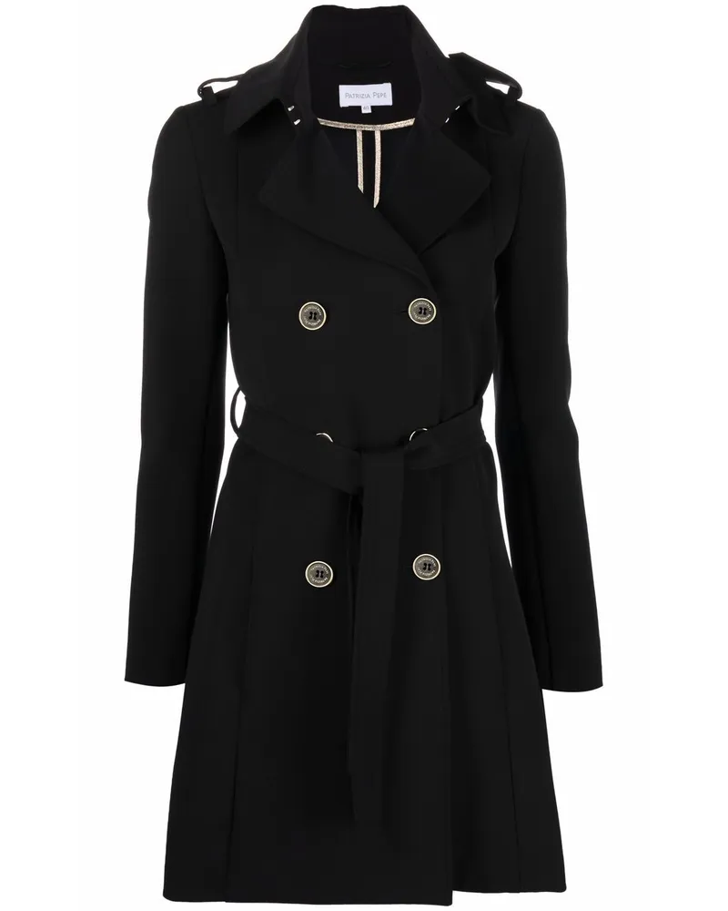 Patrizia Pepe Zweireihiger Trenchcoat - Schwarz Schwarz