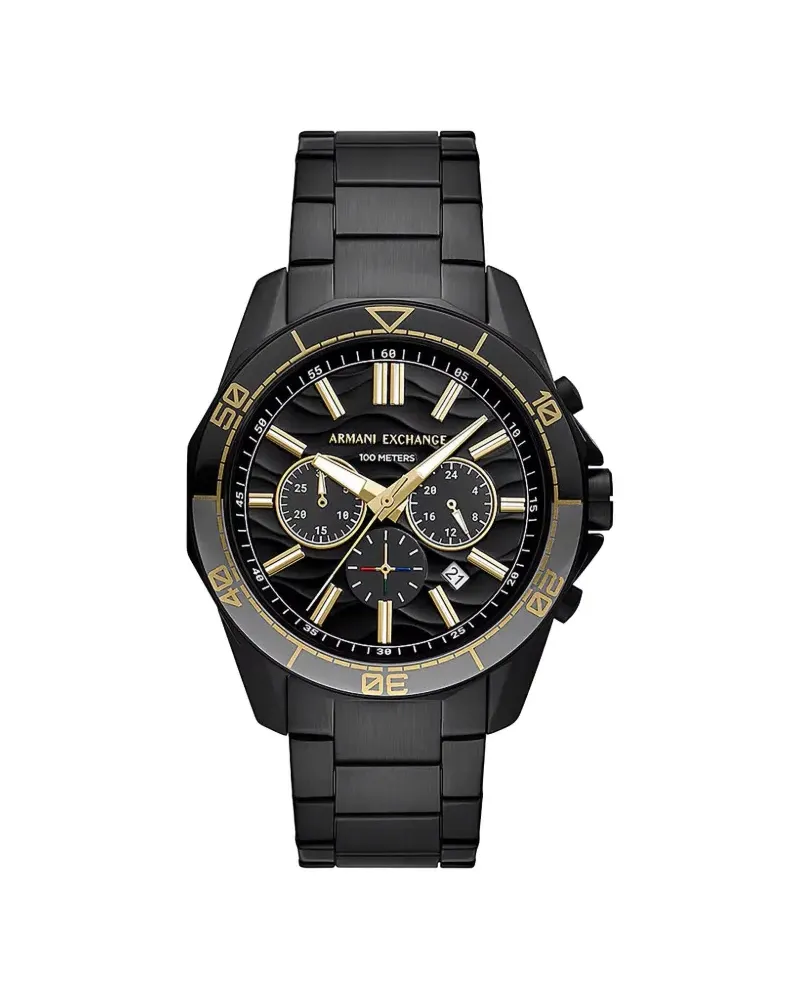 Armani Exchange Runde Armbanduhr 44mm - Schwarz Schwarz