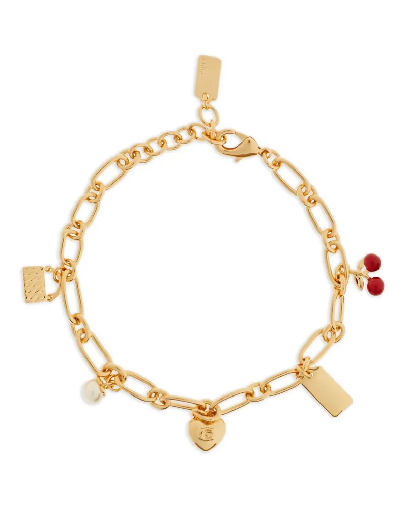 Coach Cherry And Heart charm linked-design bracelet - Gold Gold
