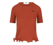 T-Shirt mit Rüschen - Orange