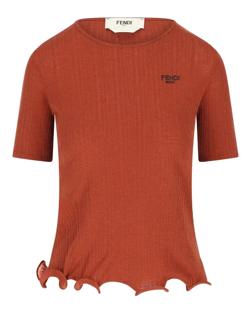 Fendi T-Shirt mit Rüschen - Orange Orange