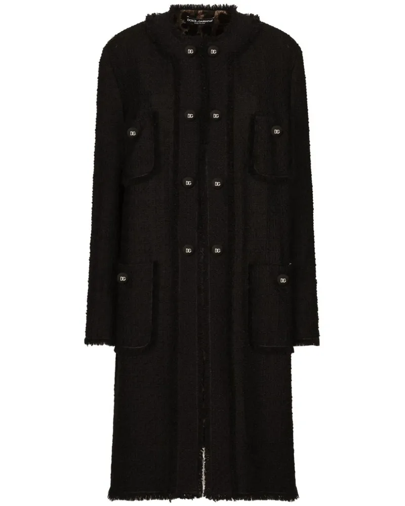 Dolce & Gabbana Einreihiger Boucle-Mantel - Schwarz Schwarz