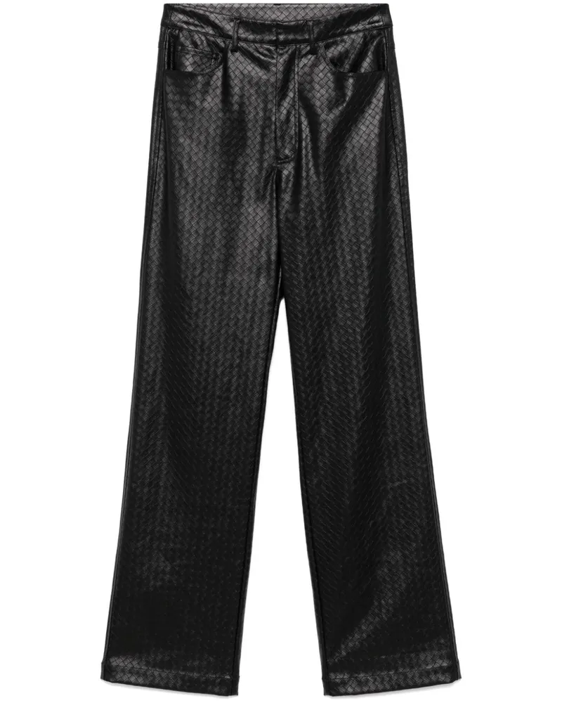 ROTATE Birger Christensen Geflochtene Straight-Leg-Hose - Schwarz Schwarz
