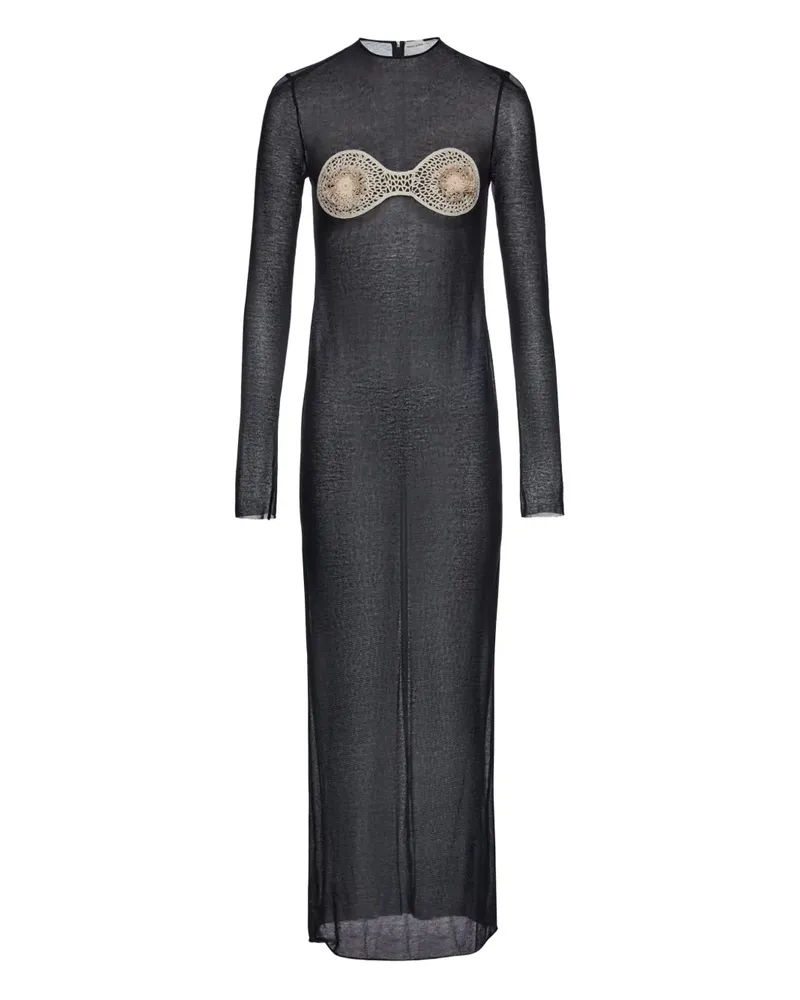 Magda Butrym Besticktes Maxikleid - Schwarz Schwarz