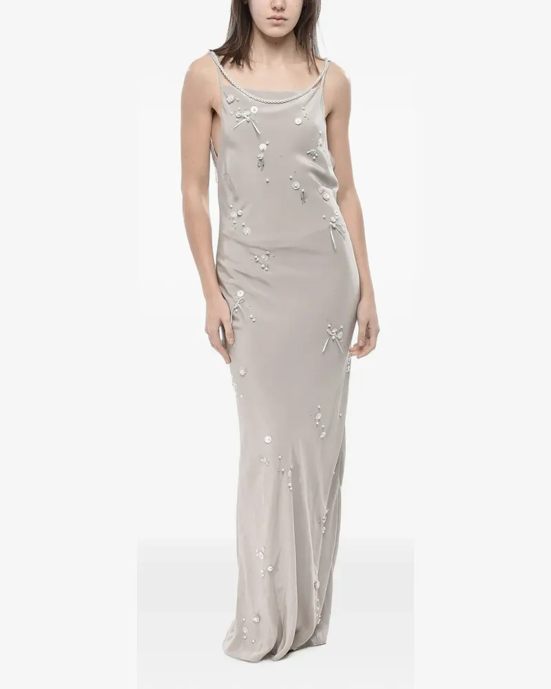 BERNADETTE sequin-embellished pearl-strap maxi dress - Grau Grau