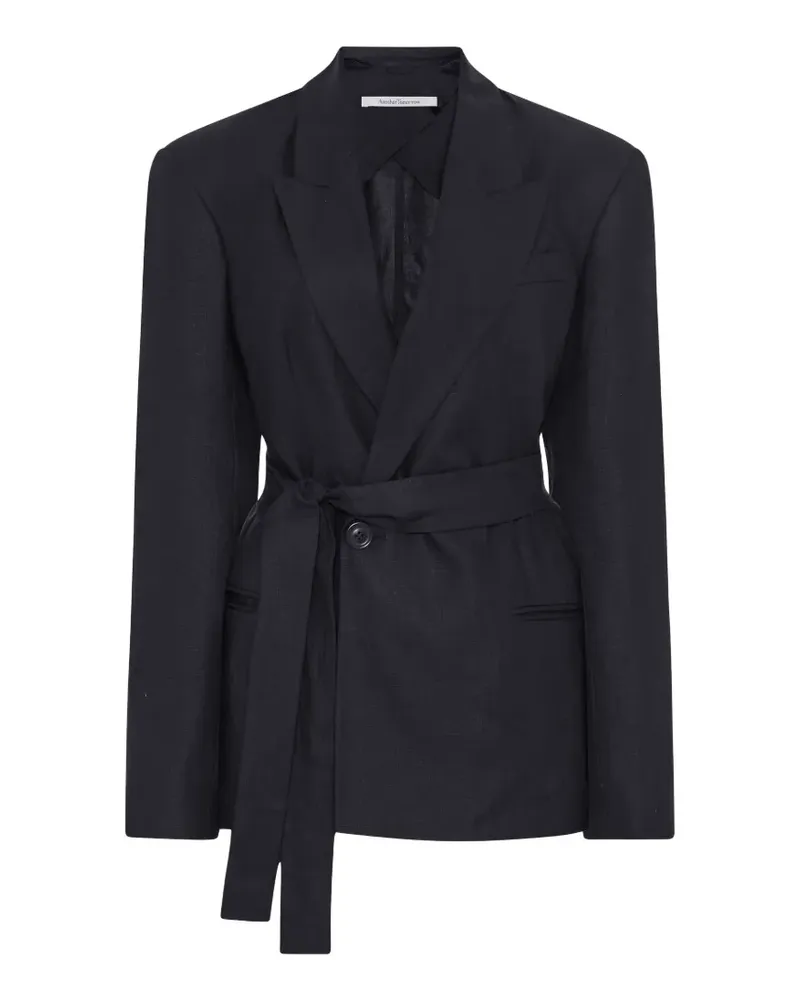 Another Tomorrow double-breasted belted blazer - Schwarz Schwarz
