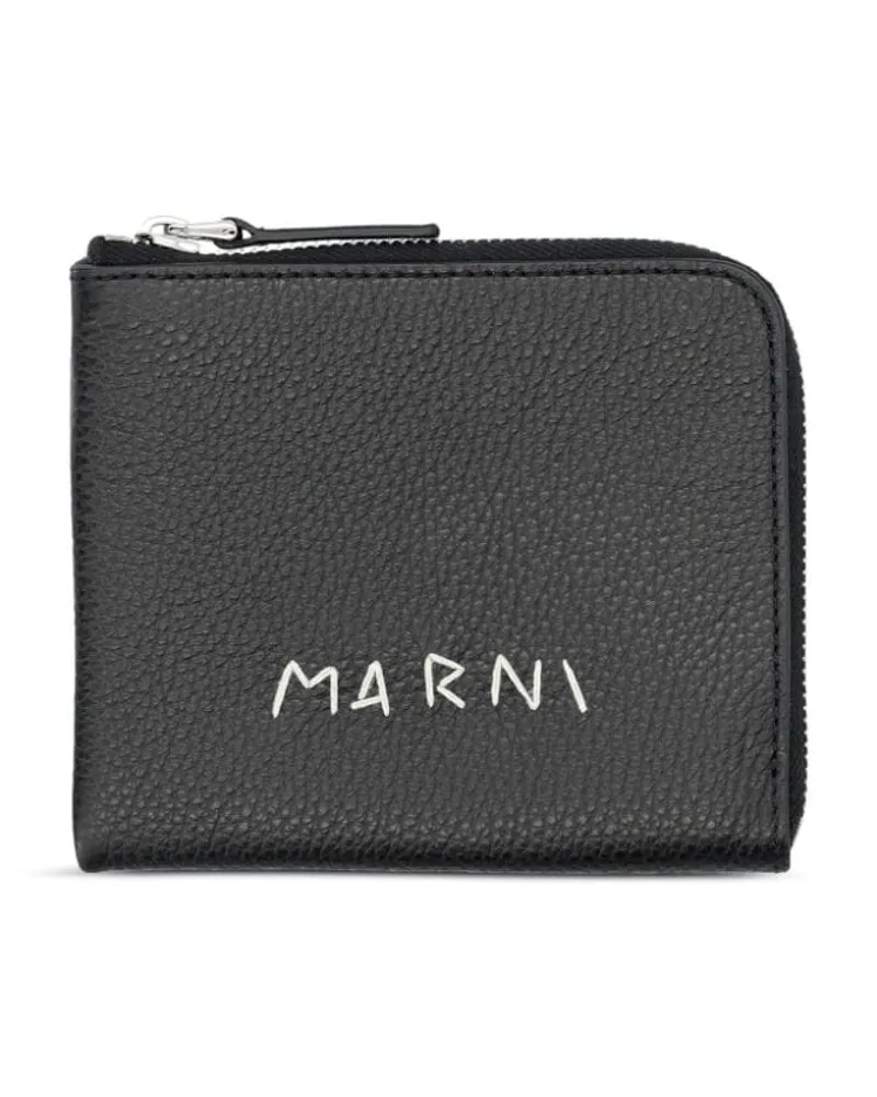 Marni Portemonnaie mit Logo-Stickerei Schwarz