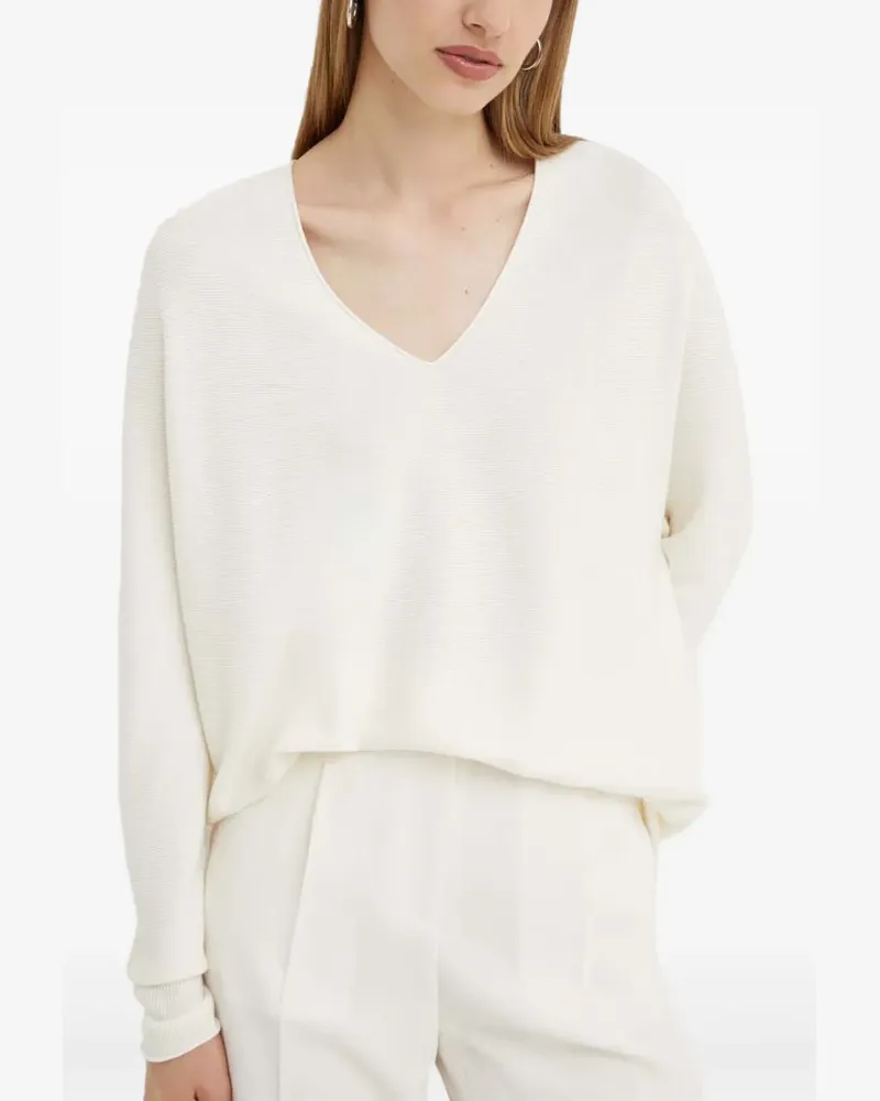 HUGO BOSS Pullover mit V-Ausschnitt - Nude Nude