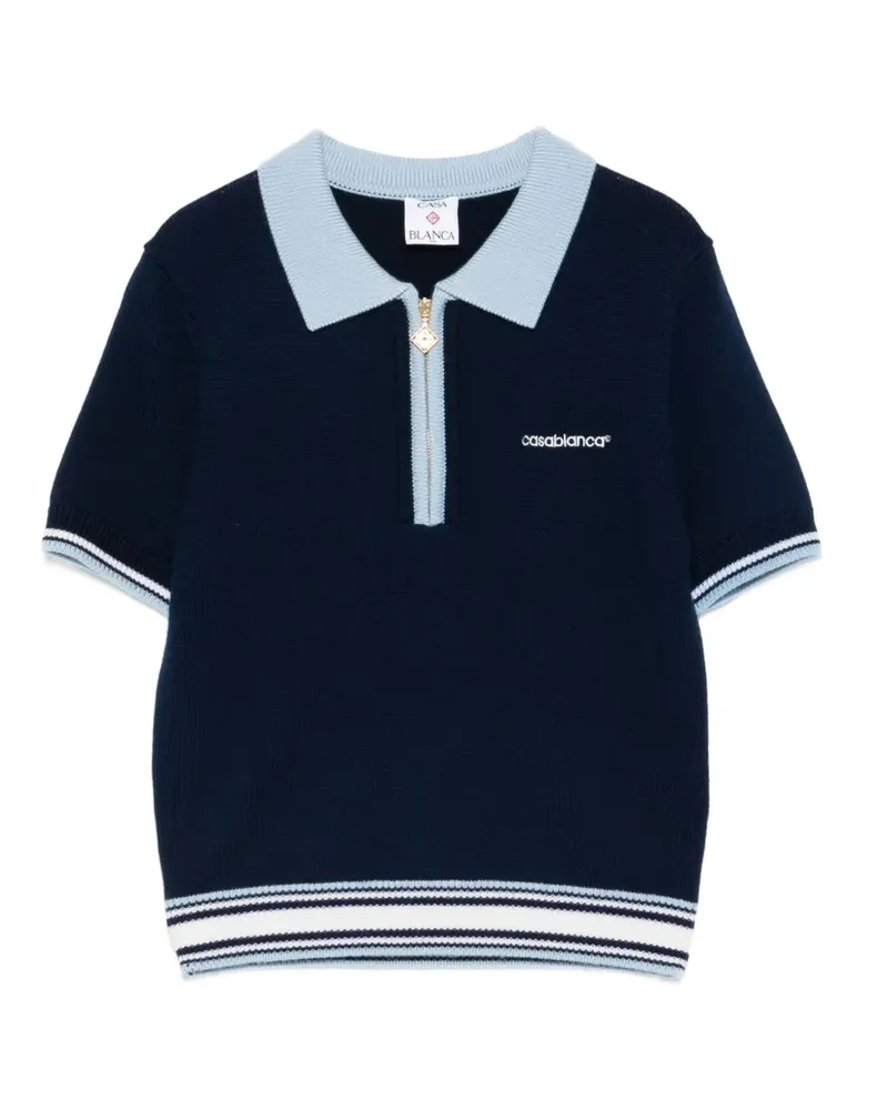 Casablanca Paris Gestreiftes Strickoberteil mit Reißverschluss - Blau Blau