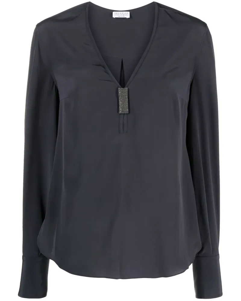 Brunello Cucinelli Bluse mit Perlen - Blau Blau