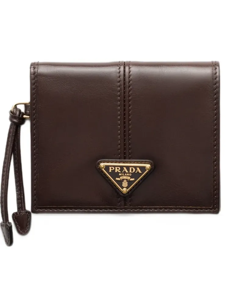 Prada Portemonnaie mit Logo-Schild - Braun Braun