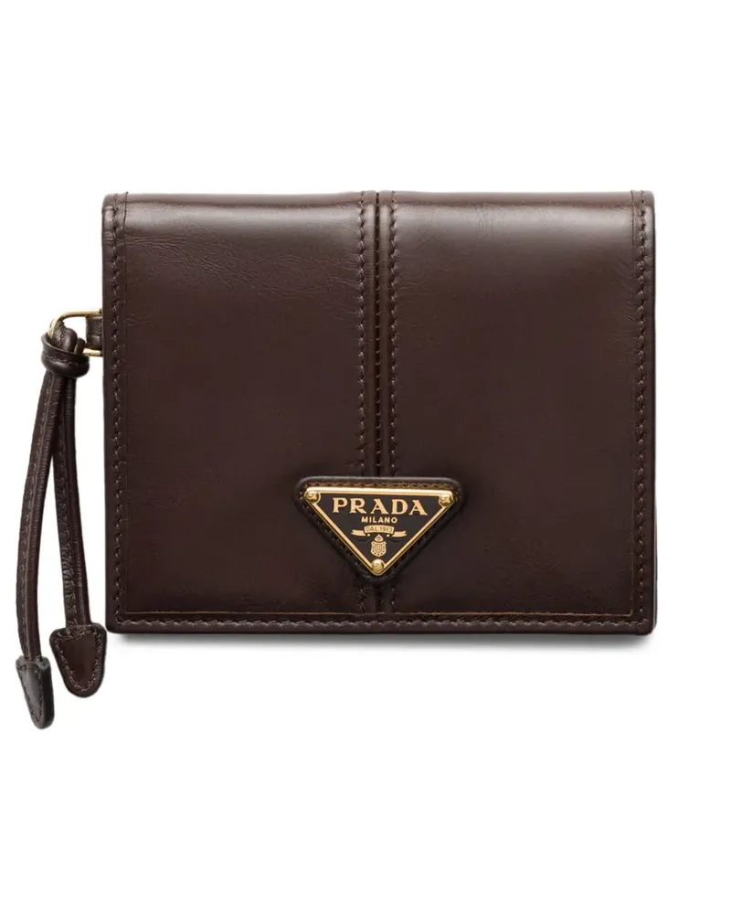 Prada logo-plaque leather wallet - Braun Braun