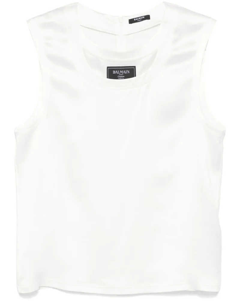 Balmain Top in Satinoptik - Weiß Weiß