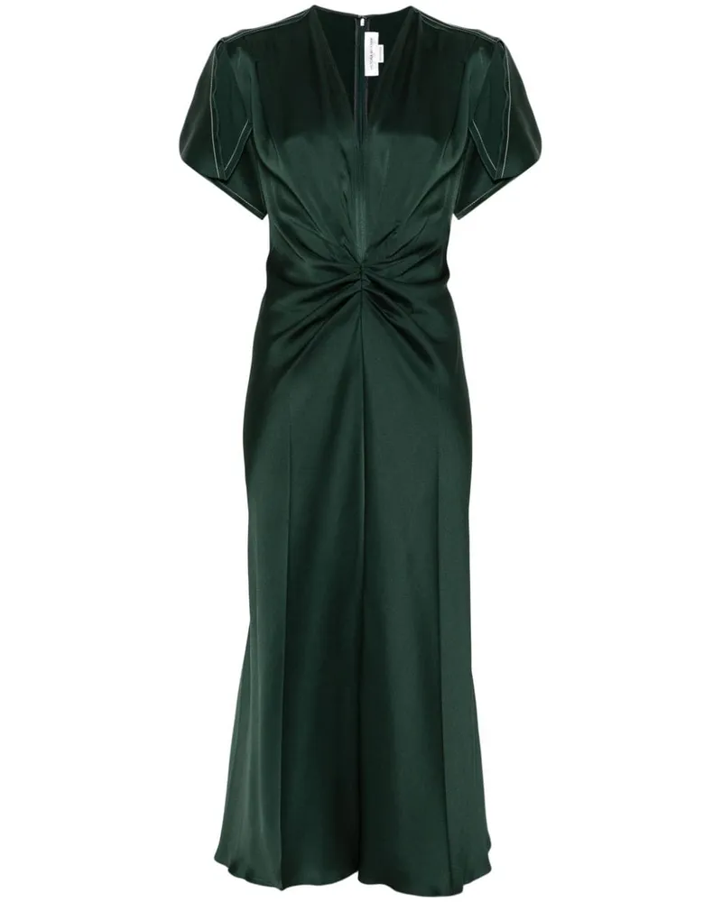 Victoria Beckham Gerafftes Midikleid - Grün Grün