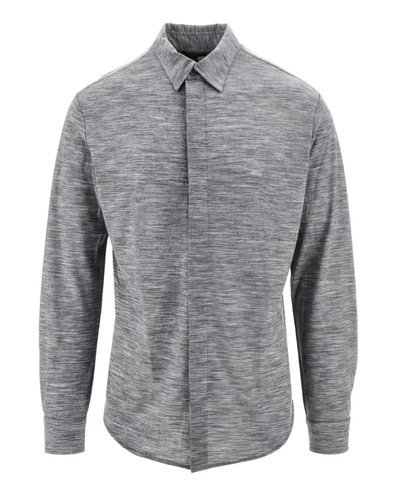 Emporio Armani Meliertes Hemd mit Logo-Stickerei - Grau Grau