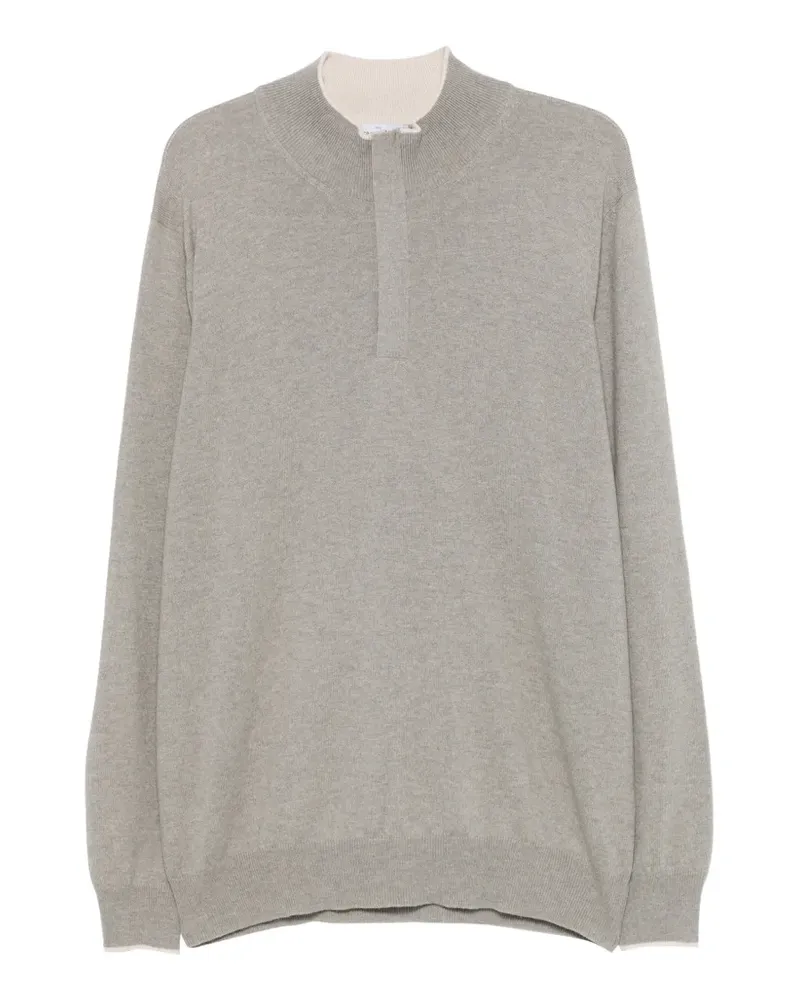 Gran Sasso contrast-trim quarter-zip wool jumper - Grau Grau